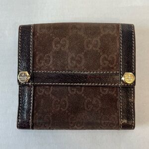 Gucci GG‎ suede, compact, leather wallet